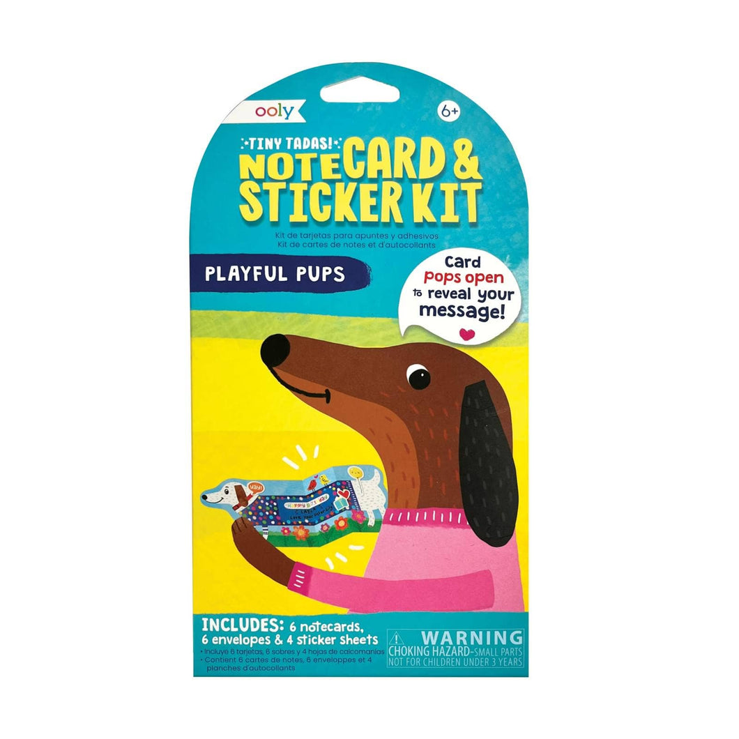 Tiny Tada! Note Cards & Sticker Set: Playful Pups