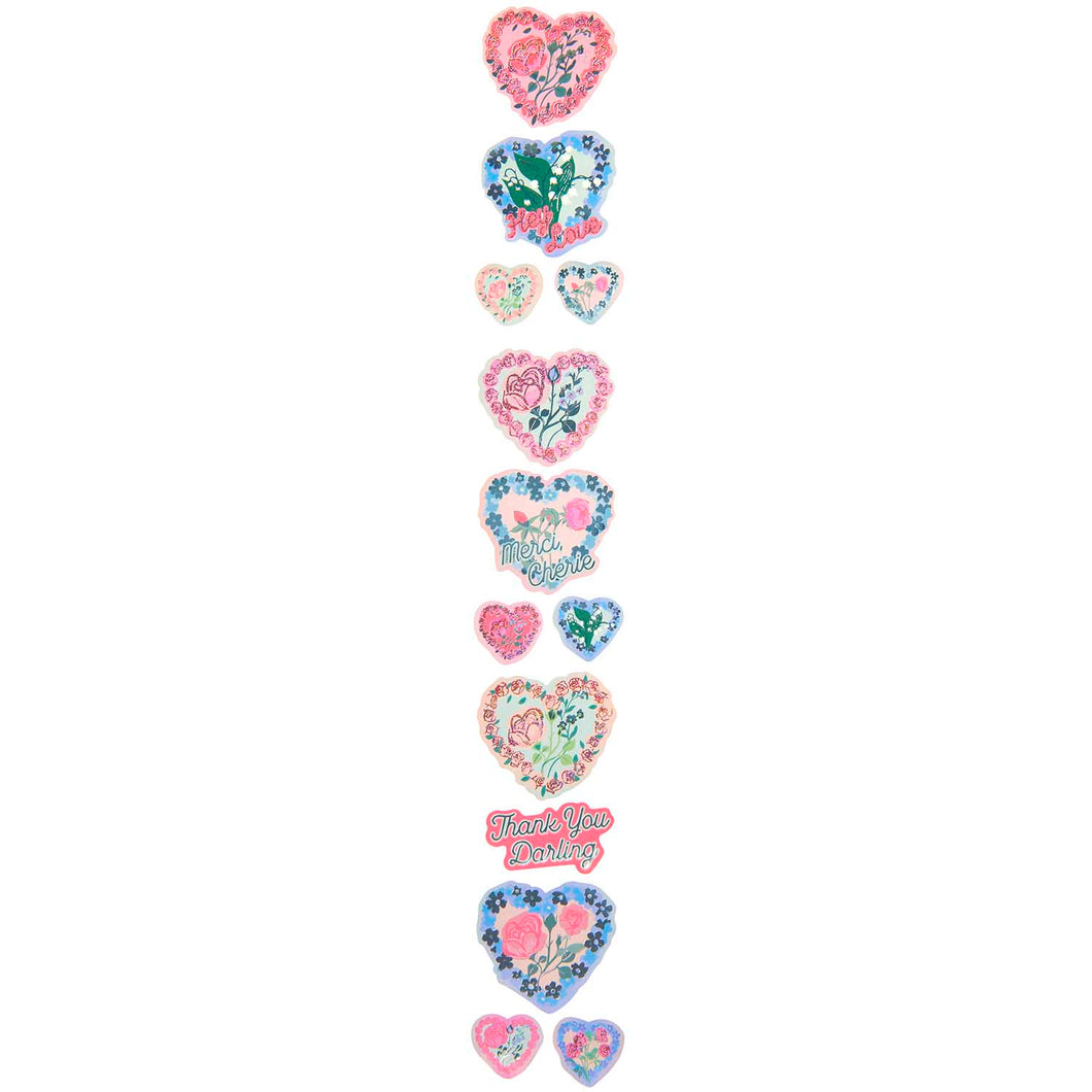 La Vie En Rose Heart Shaped Stickers