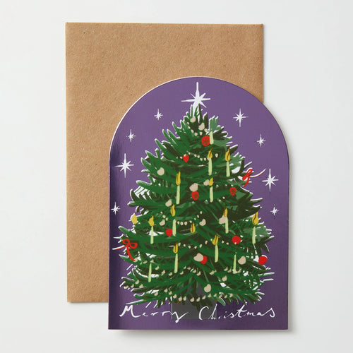 Metallic Christmas Tree Dome Card