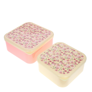 Set Of 2 Pink Flowers Snack Boxes