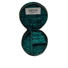 Load image into Gallery viewer, Teal Stripe Jewellery Pot with Bow Brooch