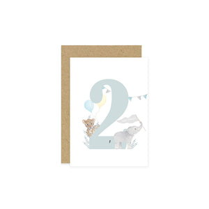 Age 2 Wild Animals Birthday Card