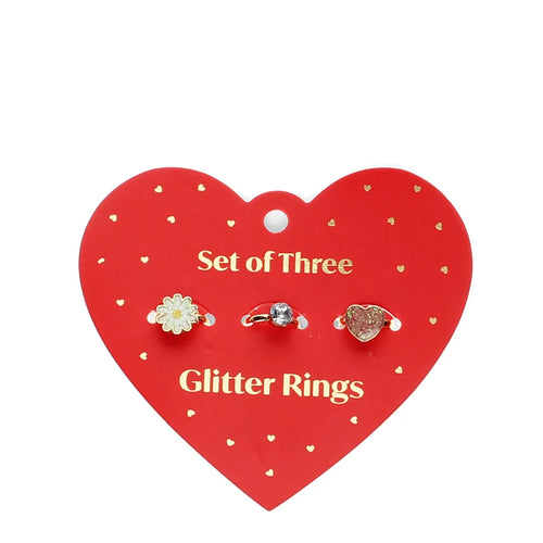 Heart & Flower Glitter Rings