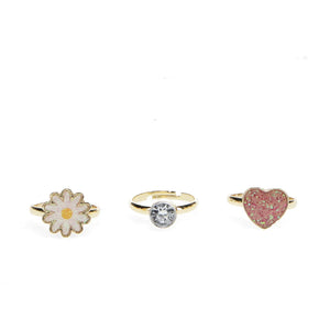 Heart & Flower Glitter Rings