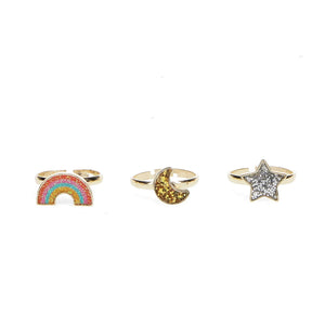 Star Rainbow & Moon Glitter Rings