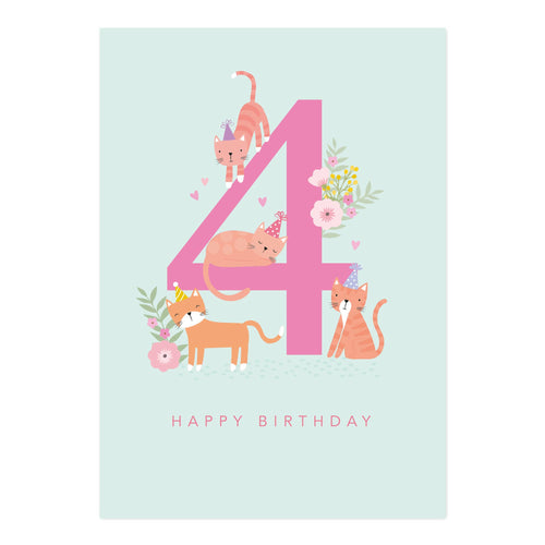 Age 4 Cats Card