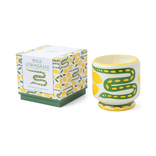 Wild Lemongrass Snake Ceramic Candle