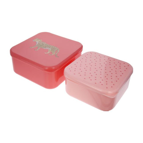 Set Of 2 Pink Leopard Snack Boxes