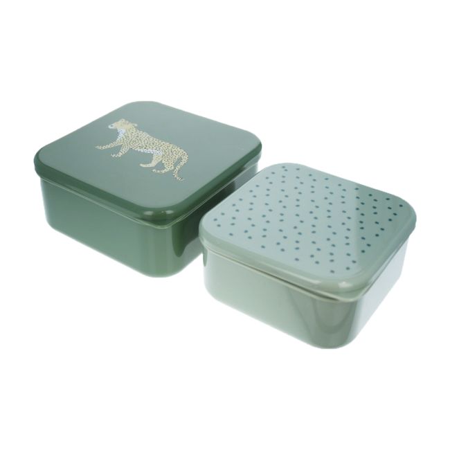 Set Of 2 Khaki Leopard Snack Boxes