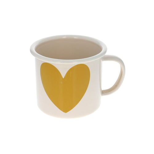 Large Mustard Heart Enamel Mug