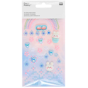 3D Pastel Gem & Bunny Stickers