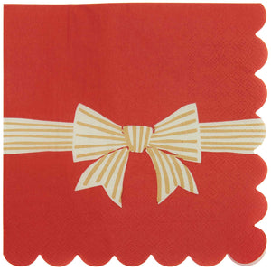 Red Bow Scallop Napkins