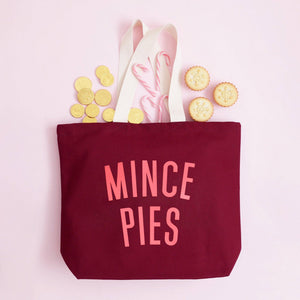 Mince Pies Burgundy Tote Bag