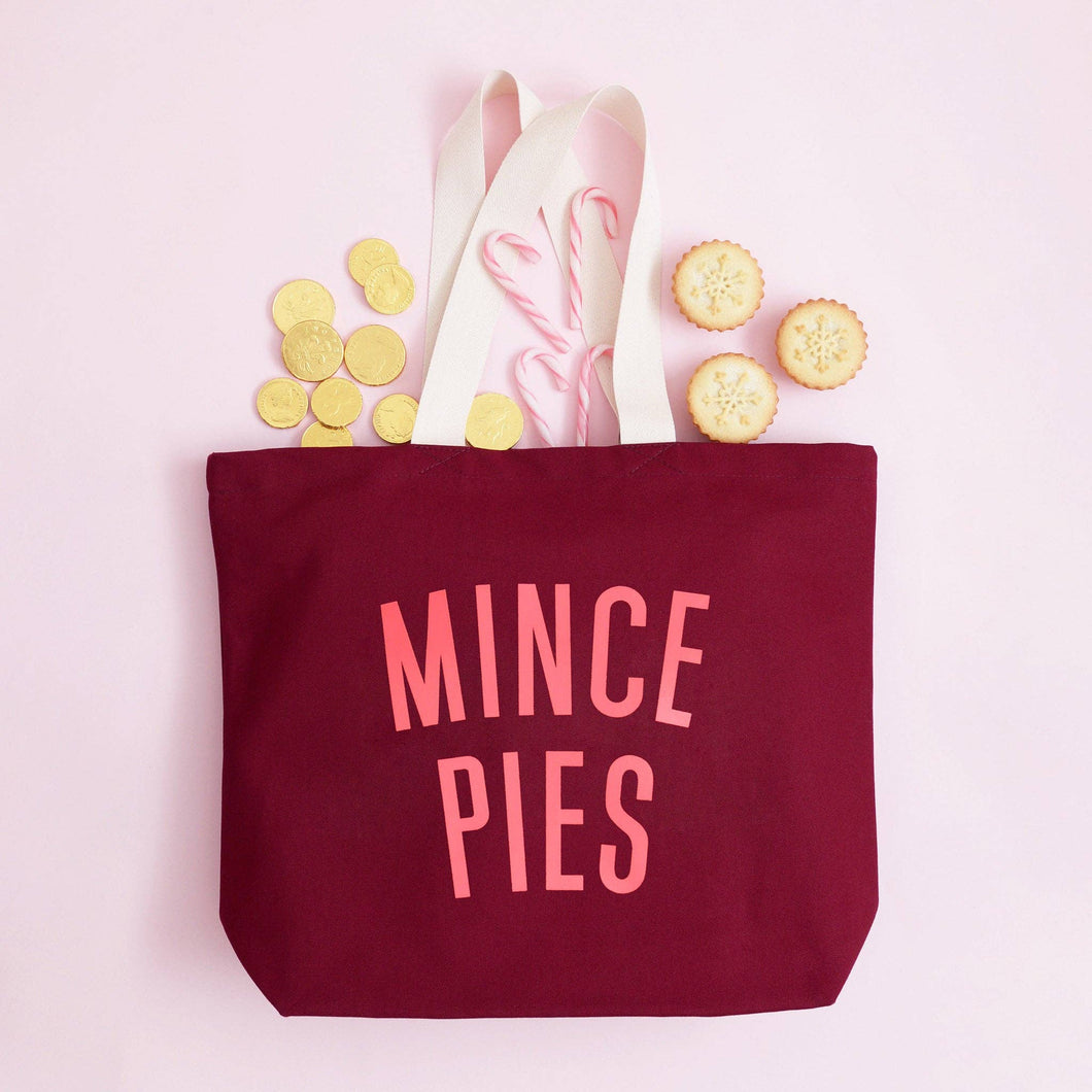 Mince Pies Burgundy Tote Bag