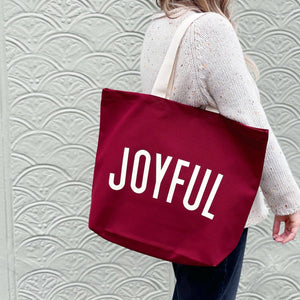 Joyful Burgundy Tote Bag