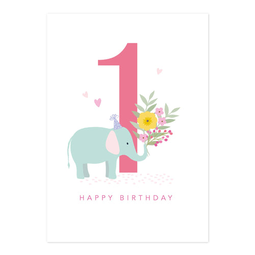 Age 1 Elephant Card