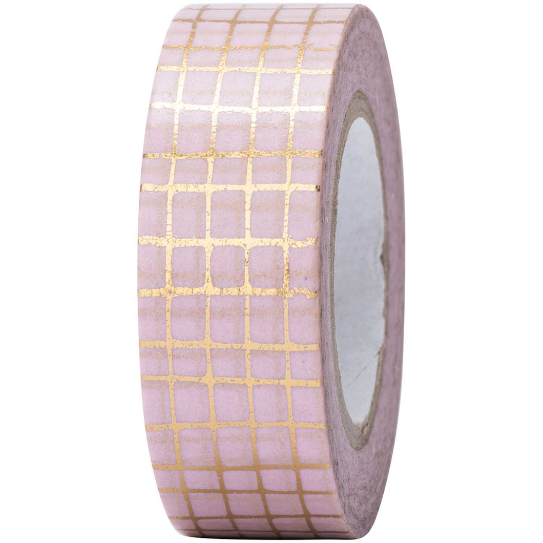 Pink Gold Grid Washi Tape