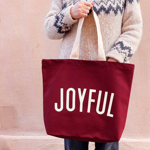 Joyful Burgundy Tote Bag