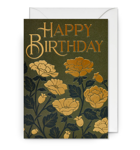 Decorative Foiled Floral Birthday Card