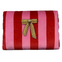 Load image into Gallery viewer, Pink Stripe Makeup Bag &amp; Bow Brooch