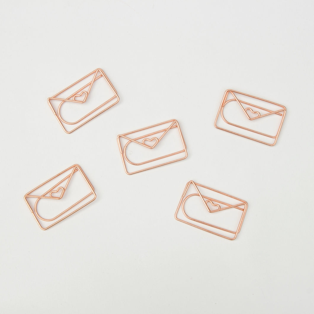 Rose Gold Envelope Paper Clips