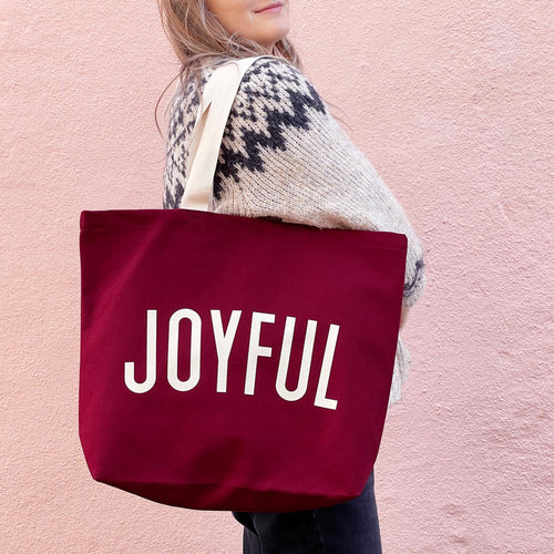 Joyful Burgundy Tote Bag