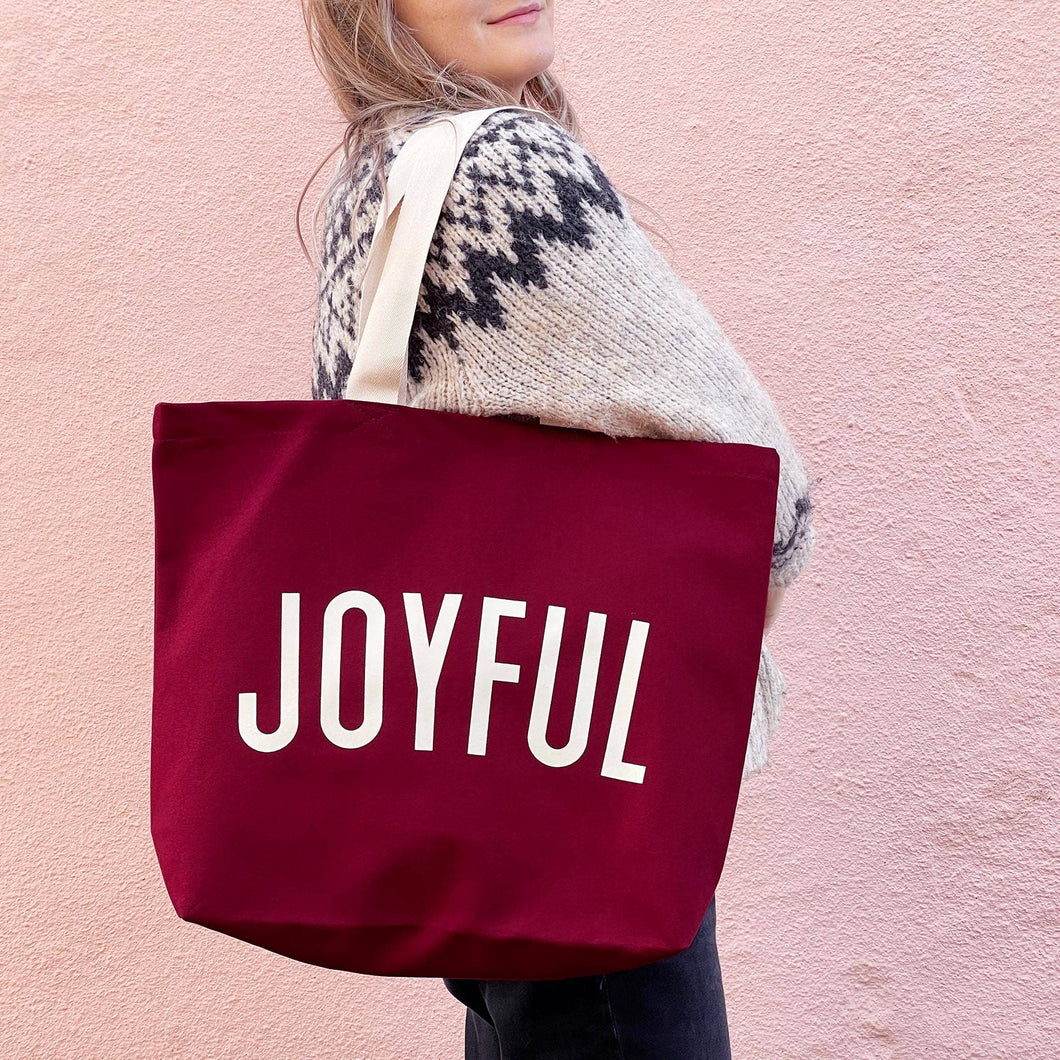 Joyful Burgundy Tote Bag