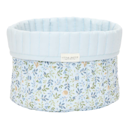 Small Reversible Quilted Storage Basket: Blue Forest Adventures