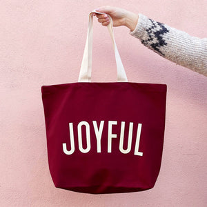 Joyful Burgundy Tote Bag