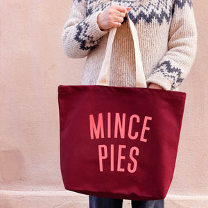 Mince Pies Burgundy Tote Bag