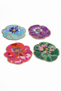 Pansy Beaded Coaster