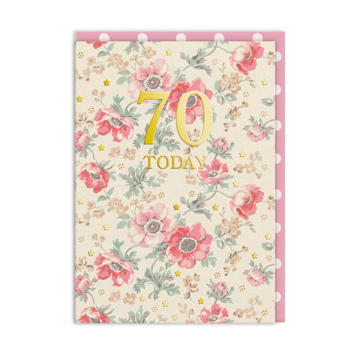 Age 70 Floral Birthday Card