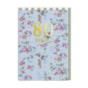 Age 80 Floral Birthday Card