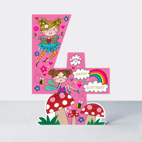 Age 4 Fairies & Toadstool Card