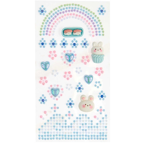 3D Pastel Gem & Bunny Stickers