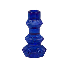 Load image into Gallery viewer, Large Cobalt Blue Geometric Candle Holder