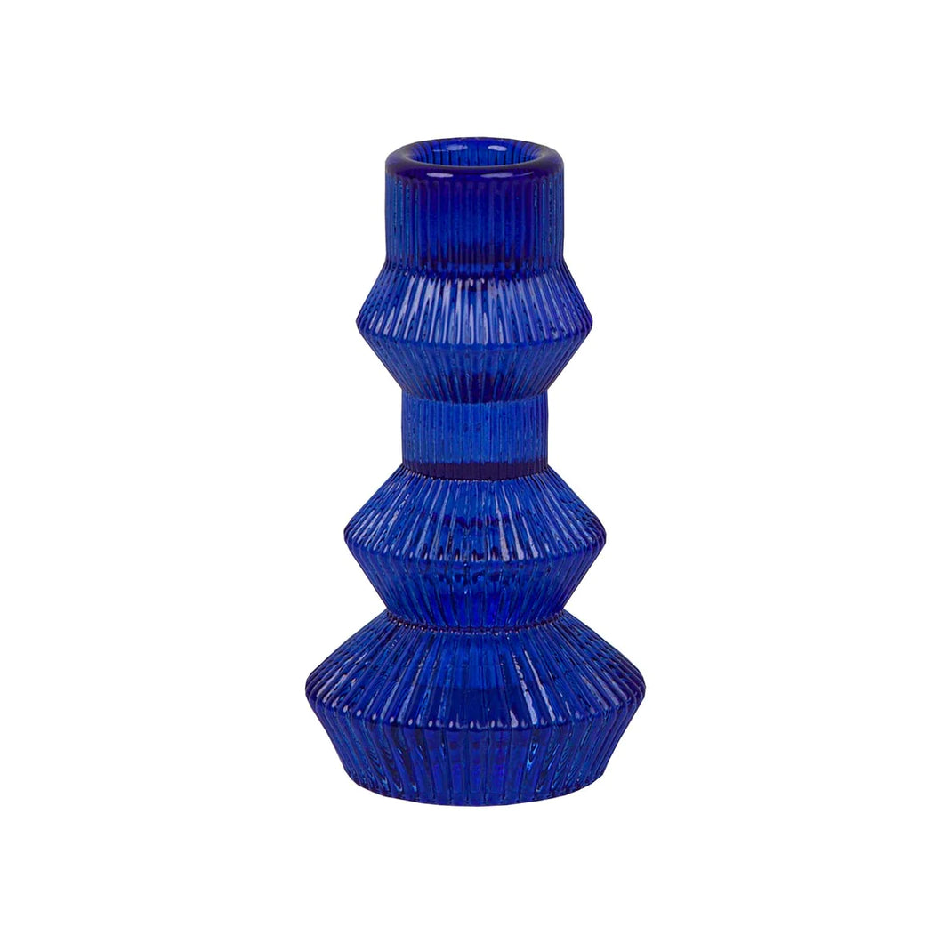 Large Cobalt Blue Geometric Candle Holder