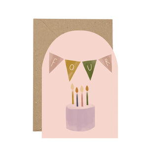 Age 4 Birthday Cake Bunting Card