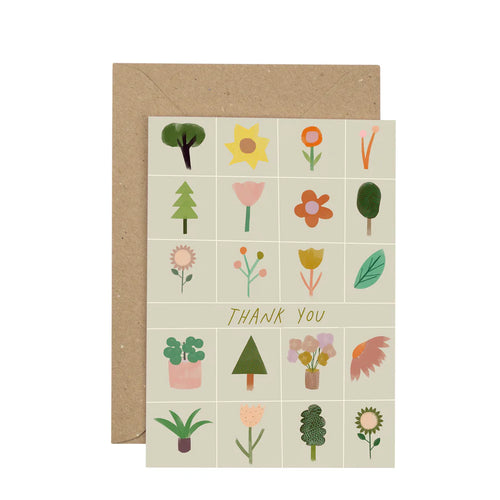 Thank You Floral Grid Card