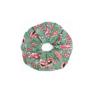 Green & Pink Floral Scrunchie