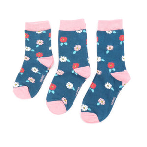 Ditsy Flowers Navy Kids Socks