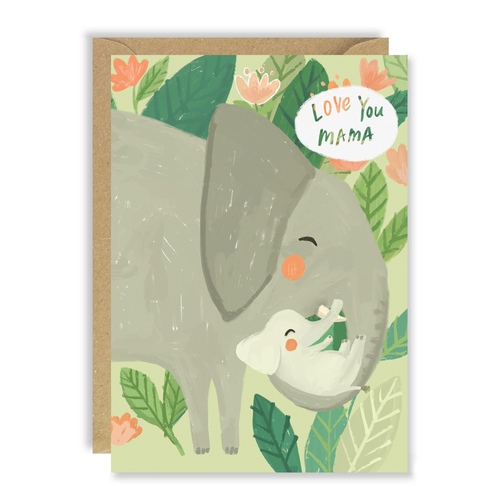 Love You Mama Elephant Card