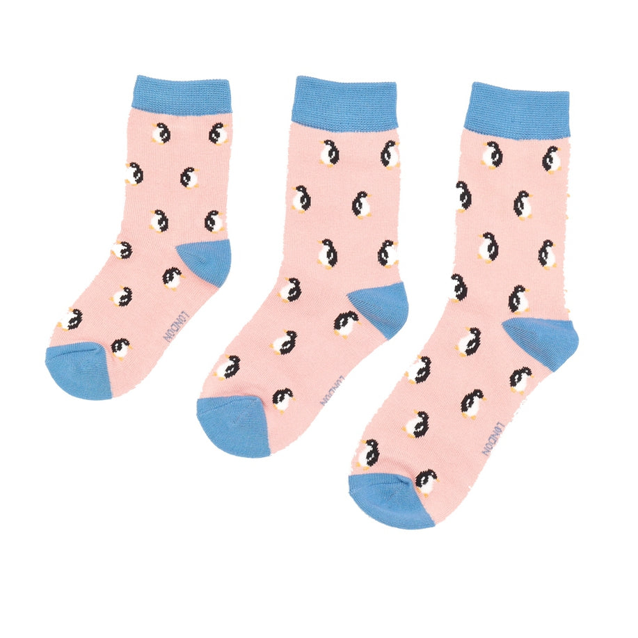 Pink Penguins Kids Socks