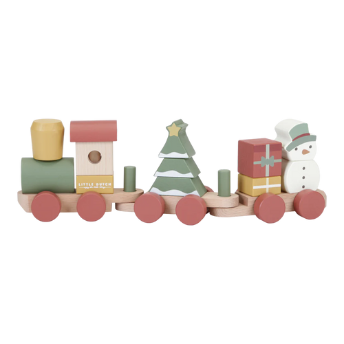 Wooden Christmas Blocks Train