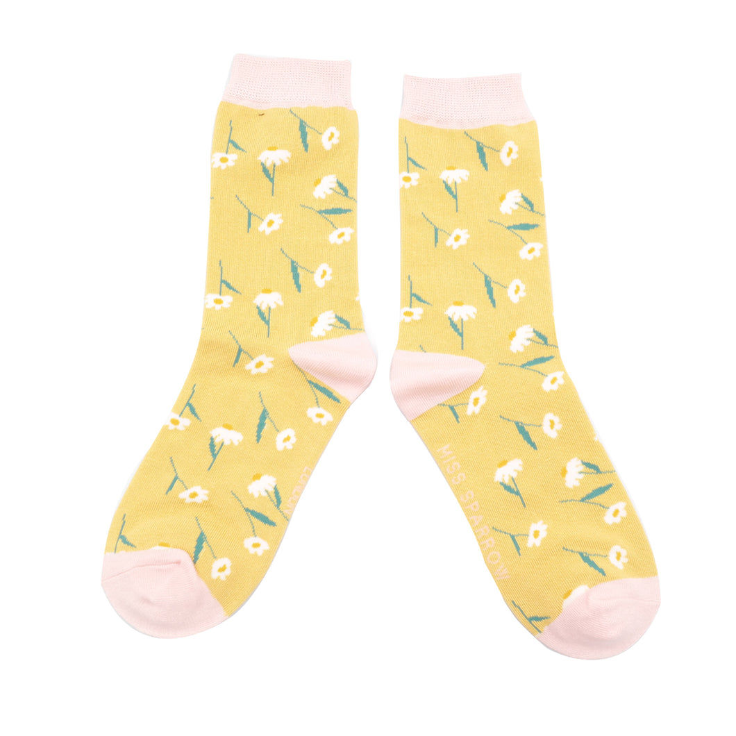 Daisies Yellow Ladies Socks