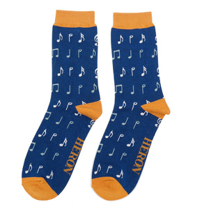 Navy Music Notes Bamboo Socks