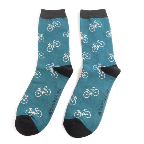 Bikes Teal Bamboo Socks