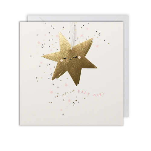 Baby Girl Hanging Star Card