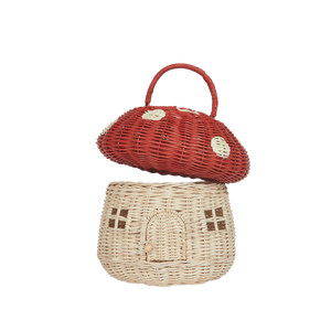 Red Mushroom Rattan Basket