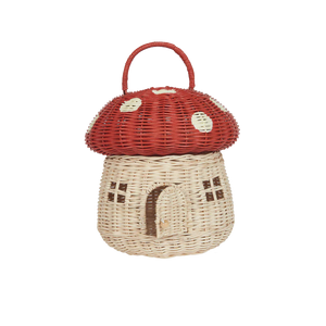 Red Mushroom Rattan Basket